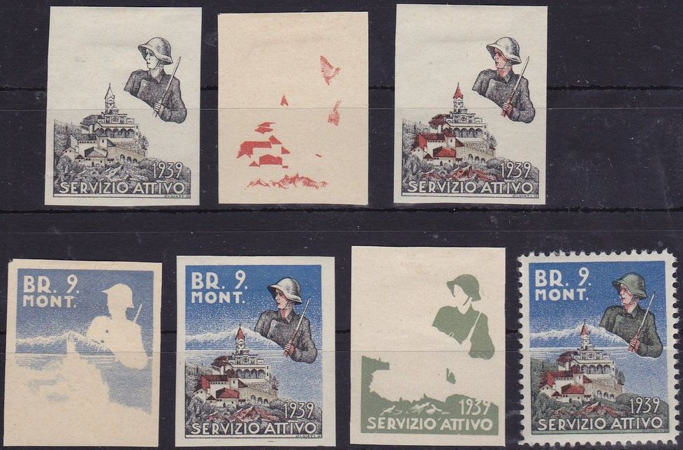 Schweiz Suisse Switzerland Soldatenmarken Eisenbahn Soldier Stamps Railway BR 9 MONT